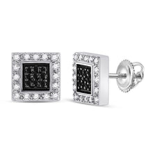 Load image into Gallery viewer, Captivating Black Diamond Square Earrings in 14kt White Gold - Splendid Jewellery