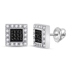 Captivating Black Diamond Square Earrings in 14kt White Gold - Splendid Jewellery