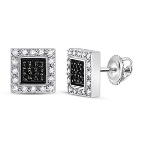 Captivating Black Diamond Square Earrings in 14kt White Gold - Splendid Jewellery