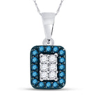 Captivating Blue Diamond Cluster Pendant - 1/5 Cttw, 10kt White Gold - Splendid Jewellery