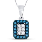 Captivating Blue Diamond Cluster Pendant - 1/5 Cttw, 10kt White Gold - Splendid Jewellery