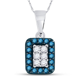 Captivating Blue Diamond Cluster Pendant - 1/5 Cttw, 10kt White Gold - Splendid Jewellery
