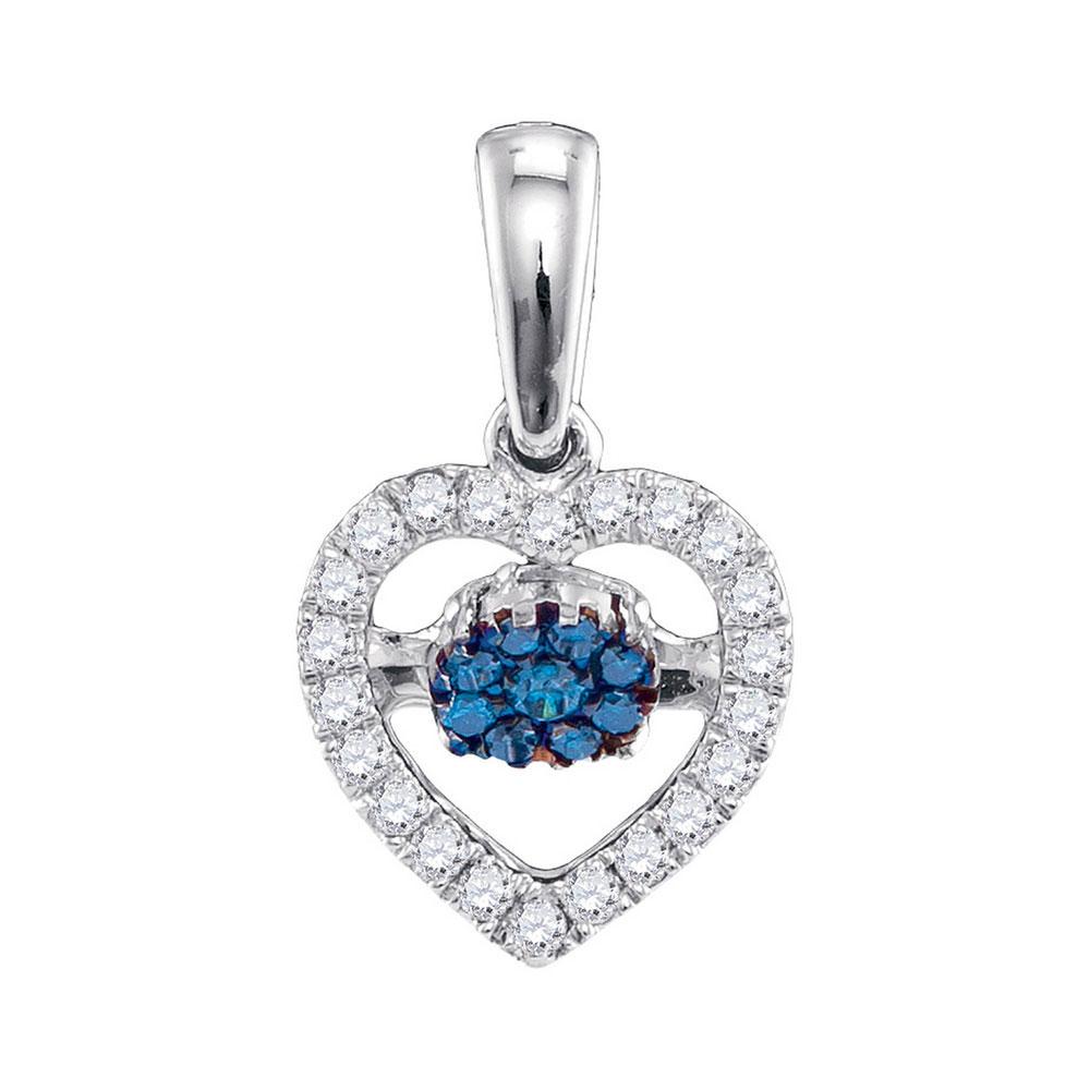 Captivating Blue Diamond Heart Pendant in 10kt White Gold - Splendid Jewellery