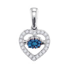 Captivating Blue Diamond Heart Pendant in 10kt White Gold - Splendid Jewellery