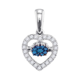 Captivating Blue Diamond Heart Pendant in 10kt White Gold - Splendid Jewellery