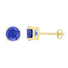 Captivating Blue Sparkle 10kt Yellow Gold Sapphire Solitaire Earrings - Splendid Jewellery