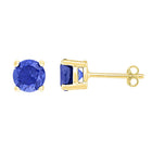 Captivating Blue Sparkle 10kt Yellow Gold Sapphire Solitaire Earrings - Splendid Jewellery