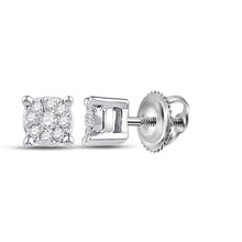 Load image into Gallery viewer, Captivating Brilliance: 10kt White Gold Diamond Cluster Earrings - Splendid Jewellery