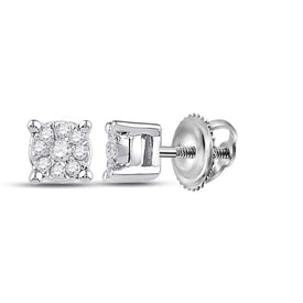 Captivating Brilliance: 10kt White Gold Diamond Cluster Earrings - Splendid Jewellery