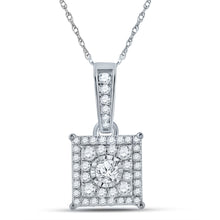 Load image into Gallery viewer, Captivating Brilliance: 10kt White Gold Diamond Cluster Square Pendant 1/4 Cttw - Splendid Jewellery