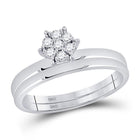 Captivating Brilliance | 10kt White Gold Round Diamond Cluster Bridal Wedding Ring Band Set 1/6 Cttw | Splendid Jewellery - Splendid Jewellery