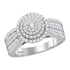Captivating Brilliance: 10kt White Gold Round Diamond Halo Bridal Wedding Engagement Ring 1 Cttw - Splendid Jewellery