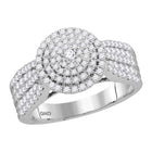 Captivating Brilliance: 10kt White Gold Round Diamond Halo Bridal Wedding Engagement Ring 1 Cttw - Splendid Jewellery