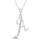 Captivating Brilliance: 10kt White Gold Womens Round Diamond A Initial Letter Pendant - Splendid Jewellery