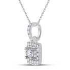 Captivating Brilliance: 10kt White Gold Womens Round Diamond Square Pendant - Splendid Jewellery