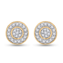 Load image into Gallery viewer, Captivating Brilliance: 10kt Yellow Gold Womens Round Diamond Cluster Earrings 1/2 Cttw - Splendid Jewellery