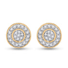 Captivating Brilliance: 10kt Yellow Gold Womens Round Diamond Cluster Earrings 1/2 Cttw - Splendid Jewellery