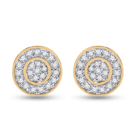 Captivating Brilliance: 10kt Yellow Gold Womens Round Diamond Cluster Earrings 1/2 Cttw - Splendid Jewellery