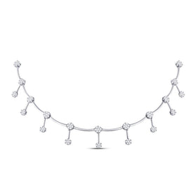 Captivating Brilliance: 14kt White Gold Diamond Flower Cluster Pendant Necklace - Splendid Jewellery