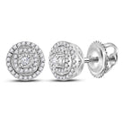 Captivating Brilliance: 14kt White Gold Diamond Halo Earrings - Splendid Jewellery