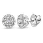 Captivating Brilliance: 14kt White Gold Diamond Halo Earrings - Splendid Jewellery