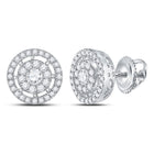 Captivating Brilliance: 14kt White Gold Women's Round Diamond Cluster Earrings - Splendid Jewellery