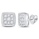 Captivating Brilliance: 14kt White Gold Womens Round Diamond Square Cluster Stud Earrings 1/2 Cttw - Splendid Jewellery