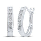 Captivating Brilliance: Sterling Silver Womens Round Diamond Oblong Double Row Hoop Earrings 1/6 Cttw - Splendid Jewellery