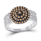 Captivating Brown and White Diamond Concentric Cluster Ring in 10kt White Gold - Splendid Jewellery