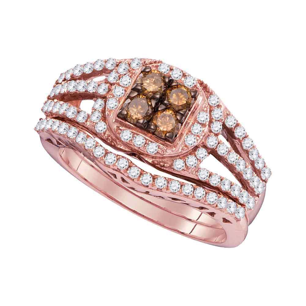 Captivating Brown Diamond Rose Gold Wedding Ring Set - Splendid Jewellery