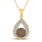 Captivating Brown Diamond Teardrop Cluster Pendant - Splendid Jewellery