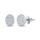 Captivating Cluster of Baguette and Round Diamond Earrings in 10kt White Gold - Splendid Jewellery