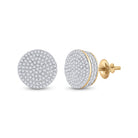 Captivating Cluster of Brilliance: 10kt Yellow Gold Womens Round Diamond Circle Cluster Earrings 1/3 Cttw - Splendid Jewellery