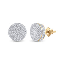 Load image into Gallery viewer, Captivating Cluster of Brilliance: 10kt Yellow Gold Womens Round Diamond Circle Cluster Earrings 1/3 Cttw - Splendid Jewellery