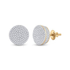 Captivating Cluster of Brilliance: 10kt Yellow Gold Womens Round Diamond Circle Cluster Earrings 1/3 Cttw - Splendid Jewellery