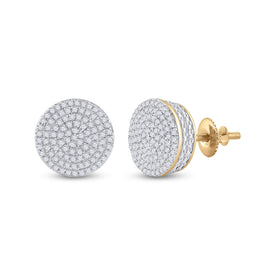 Captivating Cluster of Brilliance: 10kt Yellow Gold Womens Round Diamond Circle Cluster Earrings 1/3 Cttw - Splendid Jewellery