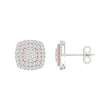 Load image into Gallery viewer, Captivating Cluster of Brilliance: 14kt Two - tone Gold Diamond Square Earrings - Splendid Jewellery