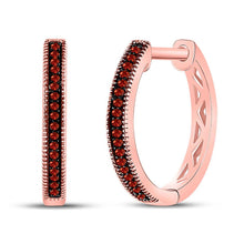 Load image into Gallery viewer, Captivating Crimson Sparkle Rose Gold Hoop Earrings - Splendid Jewellery