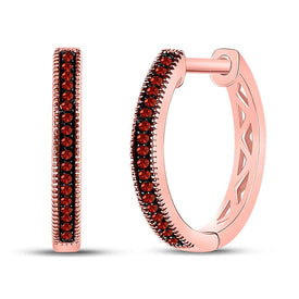 Captivating Crimson Sparkle Rose Gold Hoop Earrings - Splendid Jewellery