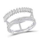 Captivating Diamond Elegance | 14kt White Gold Womens Baguette Round Diamond Modern Negative Space Ring 5/8 Cttw - Splendid Jewellery