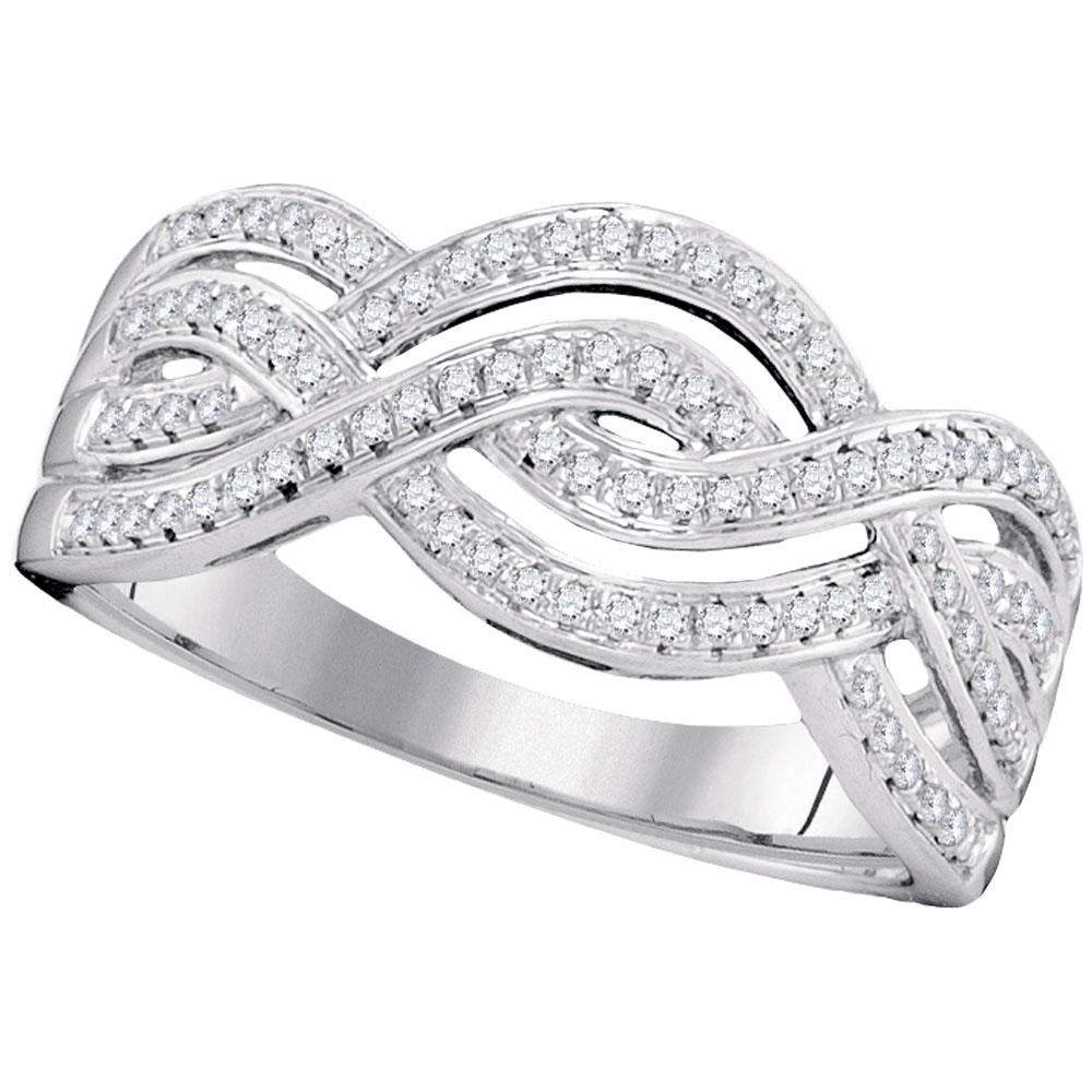 Captivating Diamond Elegance White Gold Wave Crossover Band Ring - Splendid Jewellery