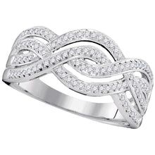 Load image into Gallery viewer, Captivating Diamond Elegance White Gold Wave Crossover Band Ring - Splendid Jewellery