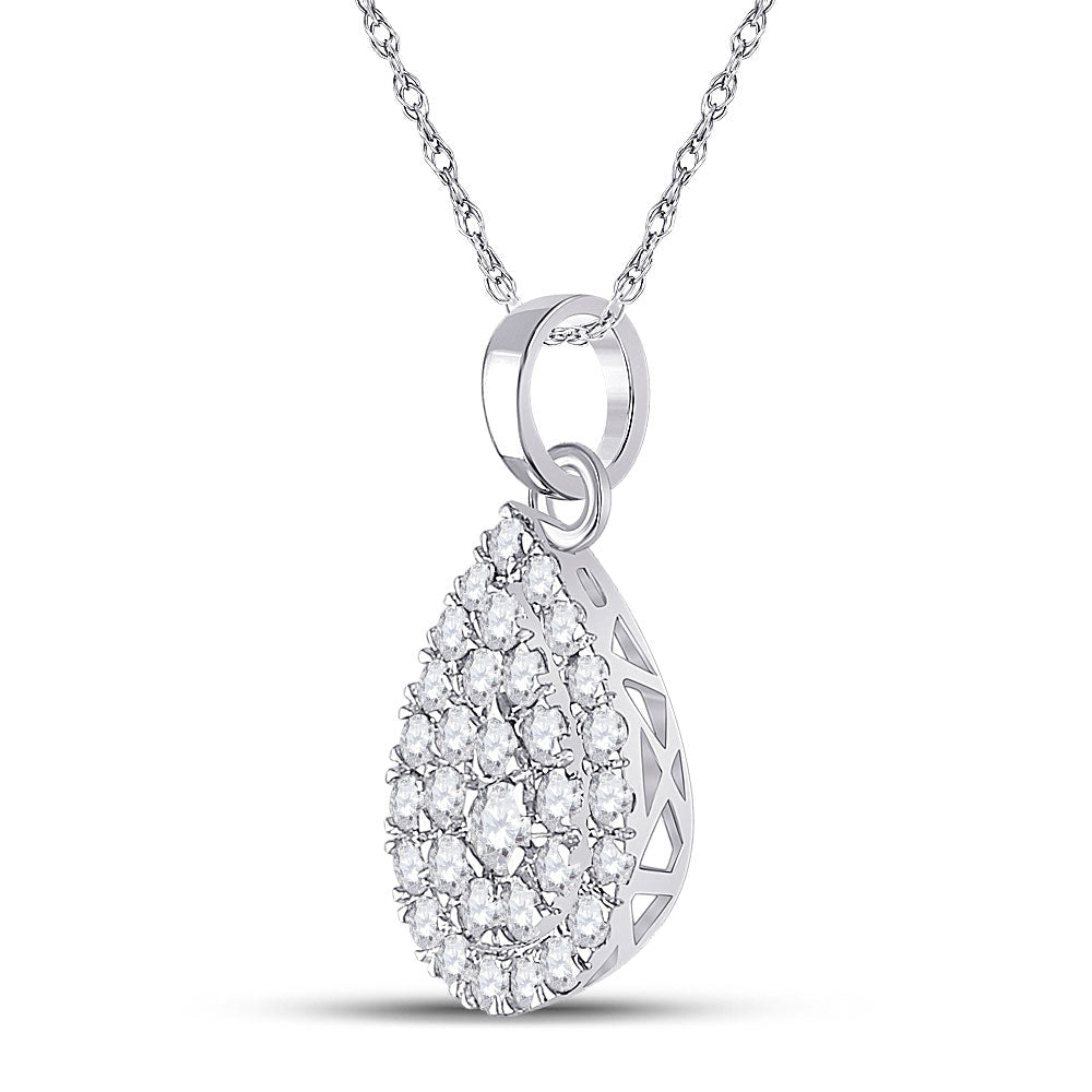 Captivating Elegance: 10kt White Gold Diamond Teardrop Pendant - Splendid Jewellery