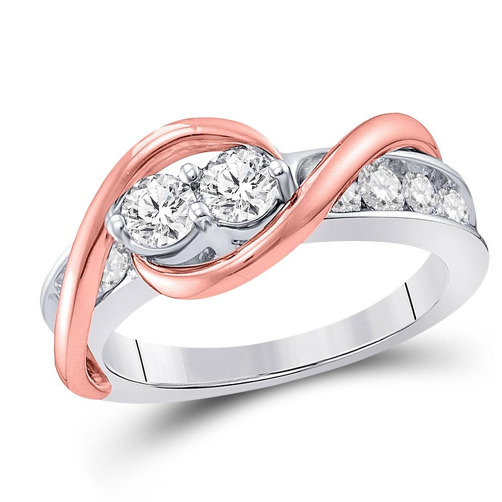 Captivating Love Story | 14kt Two - tone Gold Round Diamond 2 - stone Bridal Wedding Engagement Ring 3/4 Cttw - Splendid Jewellery