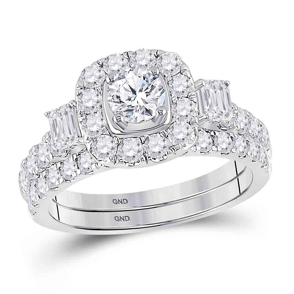 Captivating Love Story | 14kt Two - tone Gold Round Diamond Bridal Wedding Ring Band Set 2 Cttw - Splendid Jewellery