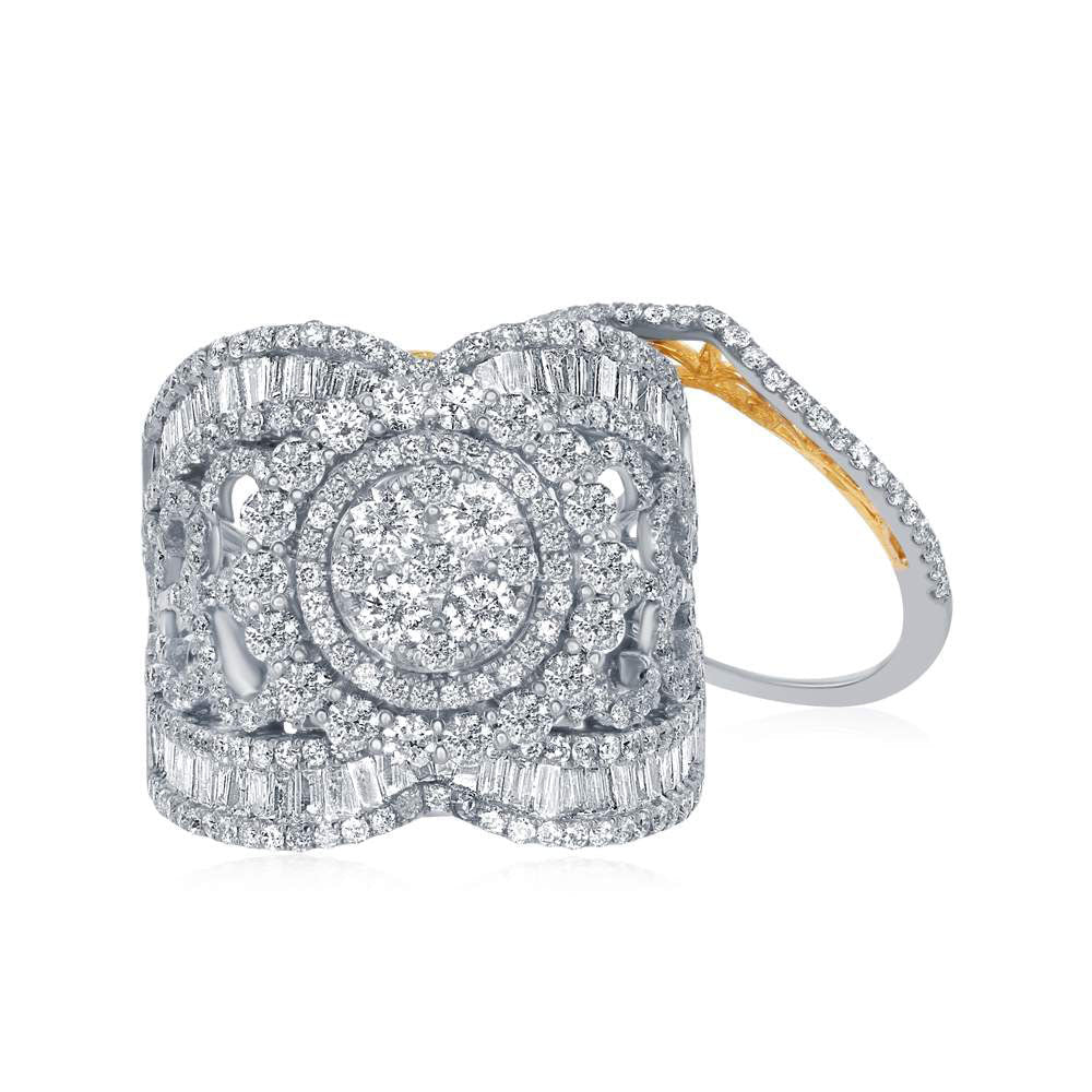 Captivating Love Story: 14kt Two - tone Gold Round Diamond Bridal Wedding Ring Band Set 3 Cttw - Splendid Jewellery