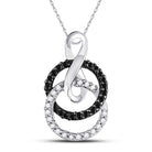 Captivating Noir Elegance: 10kt White Gold Double Circle Pendant with Black Diamonds - Splendid Jewellery