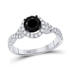 Captivating Noir Elegance: 14kt White Gold Black Diamond Solitaire Bridal Engagement Ring - Splendid Jewellery