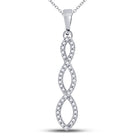 Captivating Radiance: 10kt White Gold Round Diamond Twist Fashion Pendant 1/8 Cttw - Splendid Jewellery