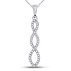 Captivating Radiance: 10kt White Gold Round Diamond Twist Fashion Pendant 1/8 Cttw - Splendid Jewellery